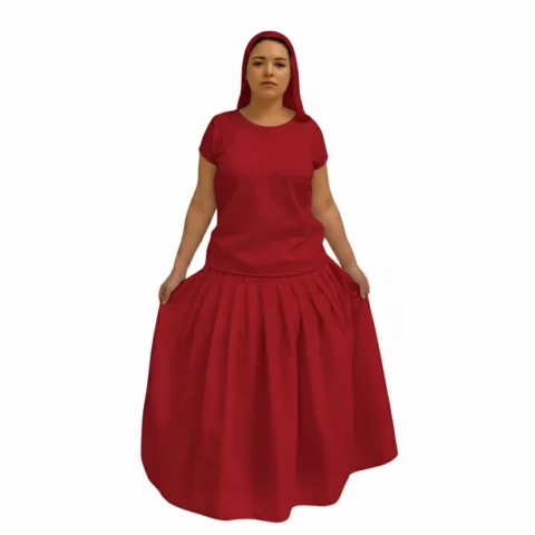 Conjunto Feminino 3 Peças: Saia, Camisu e Pano de Cabeça