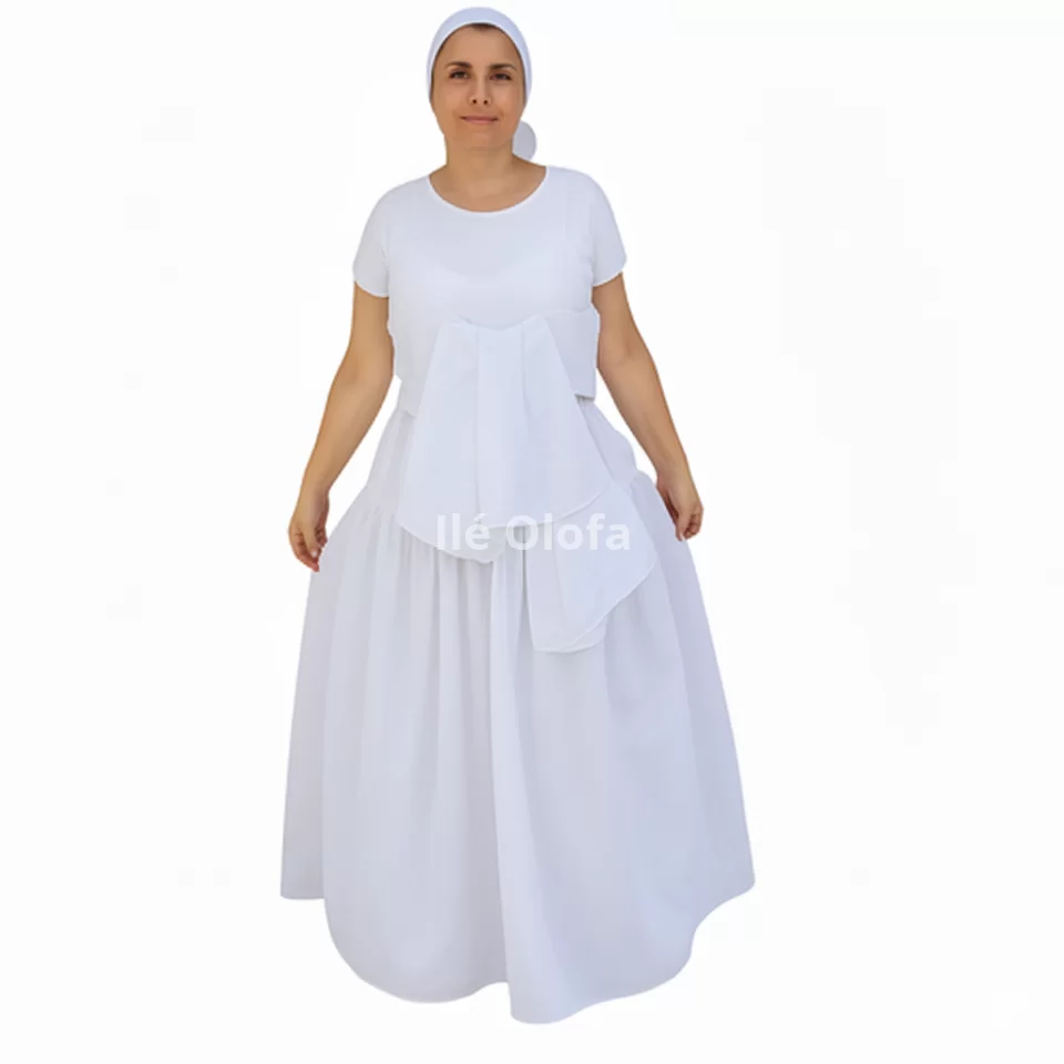 Conjunto Feminino 4 Peças: Saia, Camisu, Pano da Costa e Pano de Cabeça
