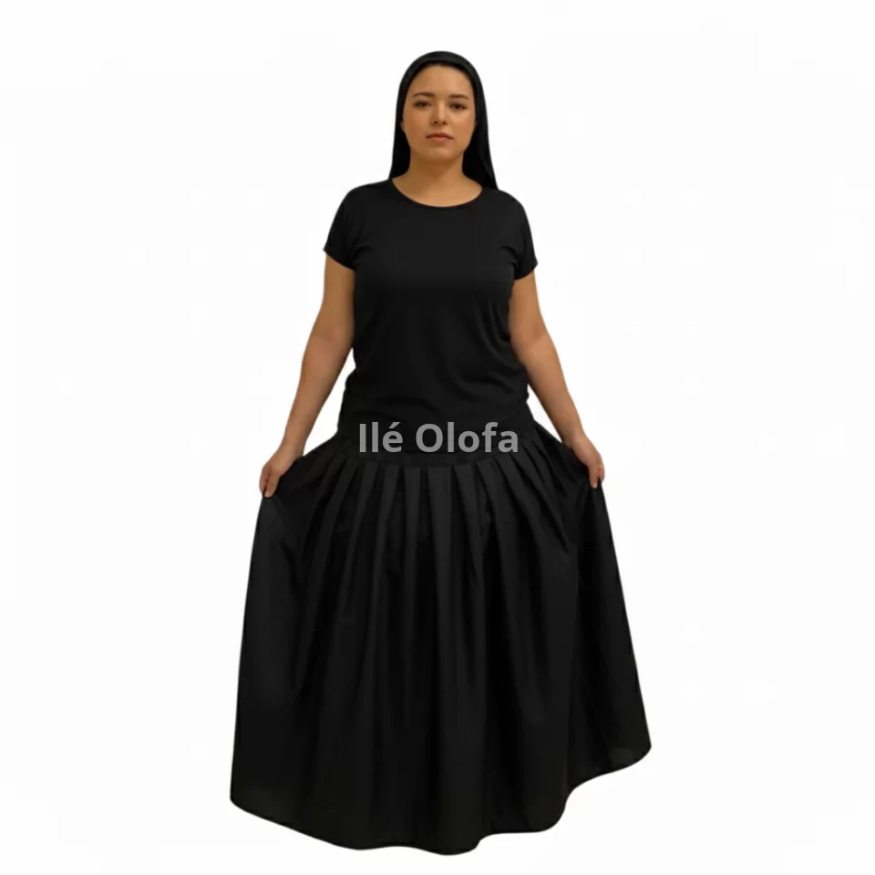 Conjunto Feminino 3 Peças: Saia, Camisu e Pano de Cabeça